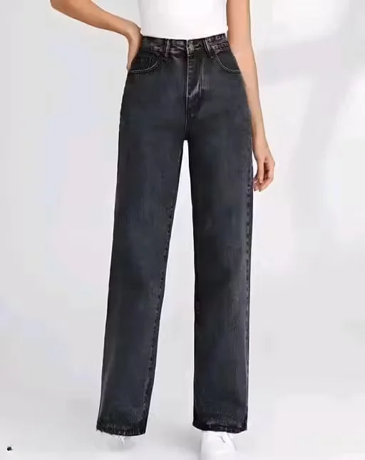 Women’s Straight Fit Blast Wash Denim Jeans | Comfortable Casual Slim Casual Pants for Daily Wear, Office, College, and Outings | Stylish Lightweight Blue Jeans for Women Women’s Straight Fit Blast Wash Denim Jeans 28 image 2