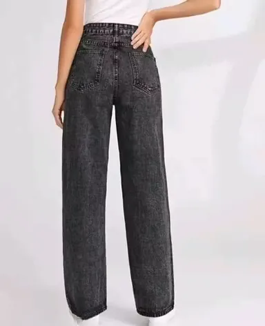 Women’s Straight Fit Blast Wash Denim Jeans | Comfortable Casual Slim Casual Pants for Daily Wear, Office, College, and Outings | Stylish Lightweight Blue Jeans for Women Women’s Straight Fit Blast Wash Denim Jeans 28 thumbnail 2