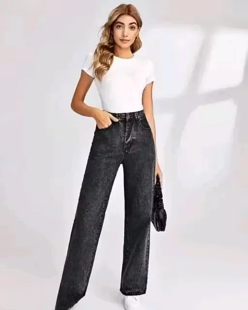 Women’s Straight Fit Blast Wash Denim Jeans | Comfortable Casual Slim Casual Pants for Daily Wear, Office, College, and Outings | Stylish Lightweight Blue Jeans for Women Women’s Straight Fit Blast Wash Denim Jeans 30 image 1
