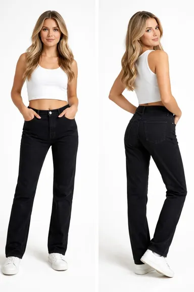 Women High Waist Black Straight Fit Denim Jeans Stretch Casual Slim Fit Bootcut Style Everyday Fashion Denim Pants for Women Comfortable Streetwear Jeans India  jeans 32 thumbnail 0