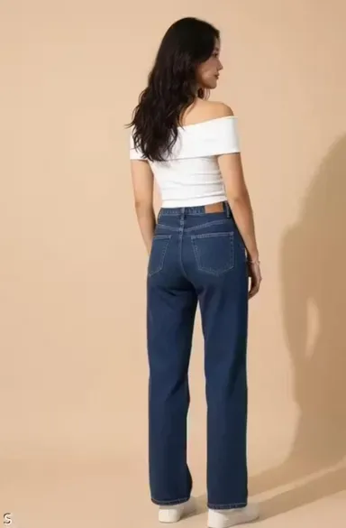 Girls Straight Navy Blue Denim Jeans High Waist Classic Fit Casual Fashion Daily Wear Jeans for Teen Girls and Young Women Girls Straight Navy Blue Denim Jeans  28 thumbnail 1