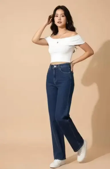 Girls Straight Navy Blue Denim Jeans High Waist Classic Fit Casual Fashion Daily Wear Jeans for Teen Girls and Young Women Girls Straight Navy Blue Denim Jeans  30 thumbnail 0
