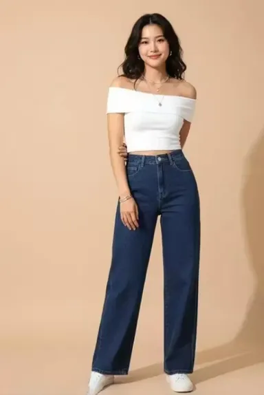 Girls Straight Navy Blue Denim Jeans High Waist Classic Fit Casual Fashion Daily Wear Jeans for Teen Girls and Young Women Girls Straight Navy Blue Denim Jeans  32 thumbnail 1
