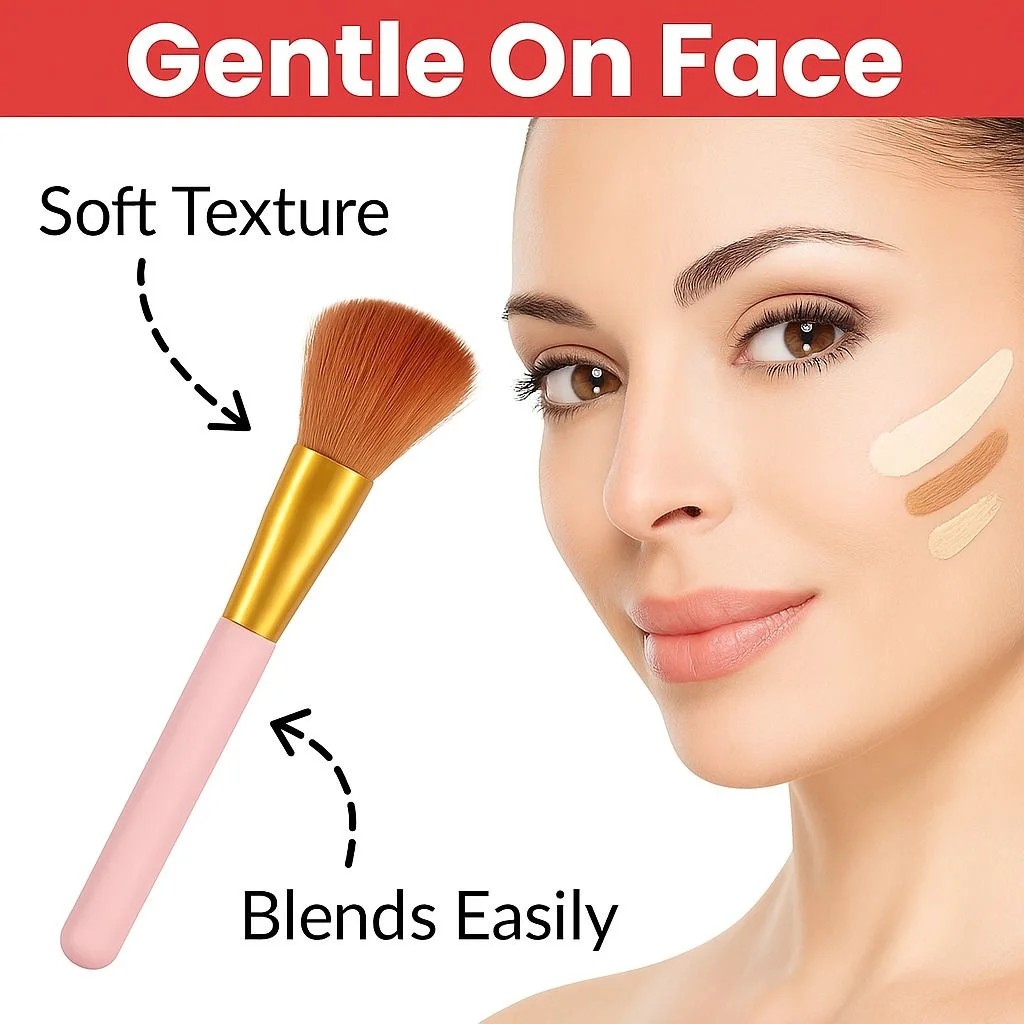 8 Piece Professional Makeup Brush Set with Pink Handles and Golden Ferrules for Face Eye and Lip Application image 1