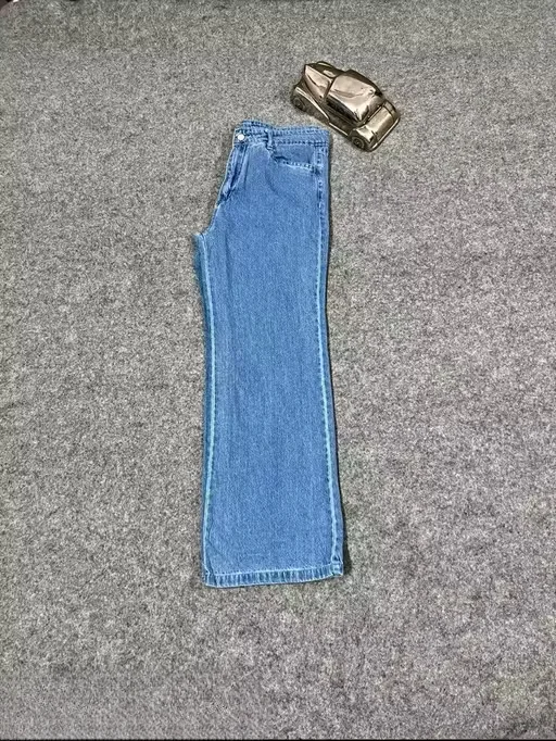 Classy Ice Blue Wide Leg Denim Jeans High Waist Regular Fit Casual Daily Wear Pants for Women Girls Fashion Street Style Jeans Classy Ice Blue Wide Leg Denim Jeans 28 image 3