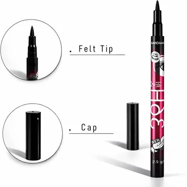 36H Ultra Black Waterproof Liquid Eyeliner Pen Combo Pack of 8 Pcs Sweat Proof Matte Finish Eye Liner Pencil with Precise Felt Tip for Daily Eye Makeup thumbnail 1