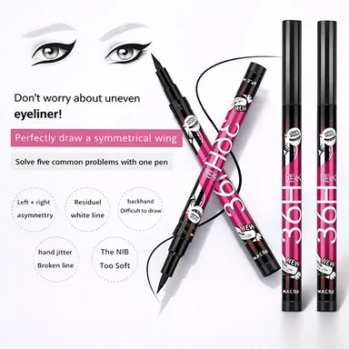 36H Ultra Black Waterproof Liquid Eyeliner Pen Combo Pack of 8 Pcs Sweat Proof Matte Finish Eye Liner Pencil with Precise Felt Tip for Daily Eye Makeup thumbnail 4