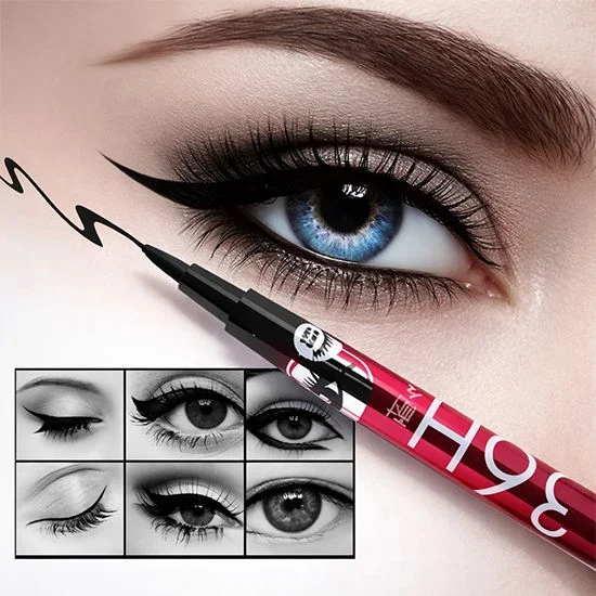 36H Waterproof Liquid Eyeliner Pen Long Lasting Smudge Proof Black Eye Liner Pencil Set of 12 Pcs image 4