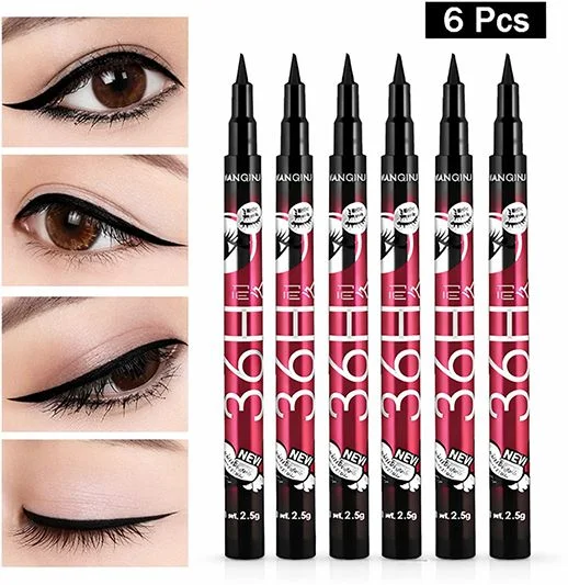 6-Piece Long-Lasting Waterproof Liquid Eyeliner Pen Set with Precision Felt Tip for Professional Eye Makeup Application image 5