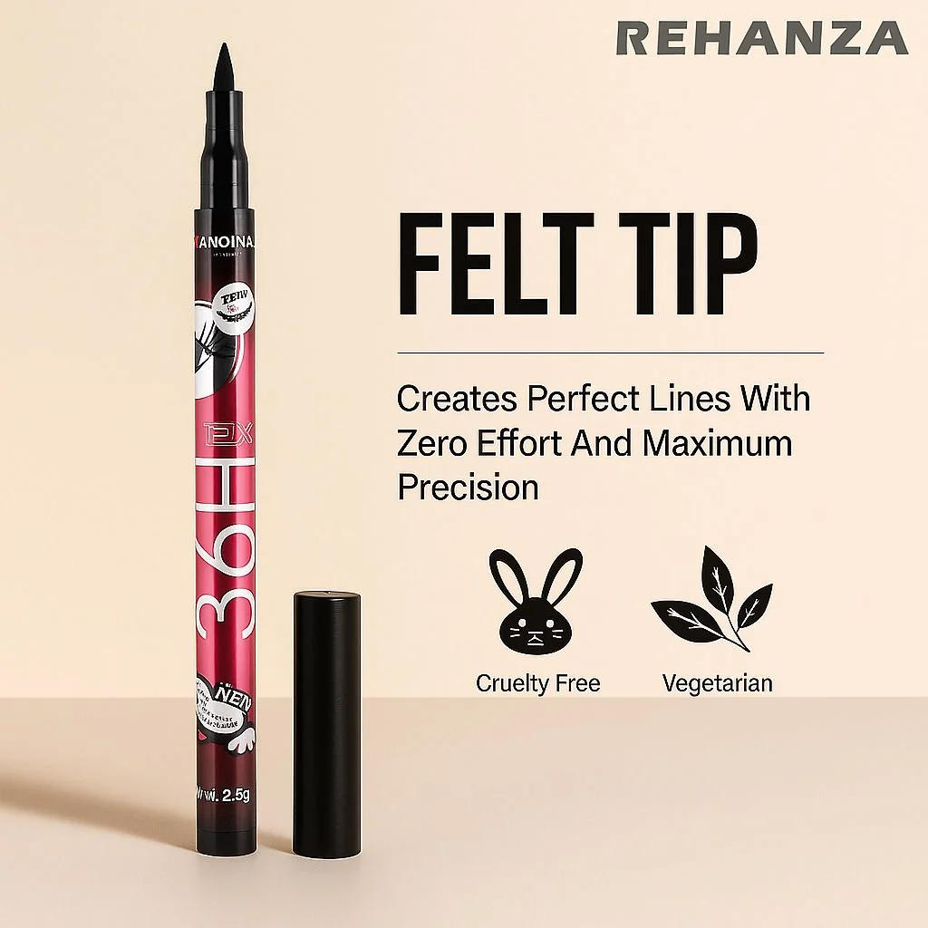 36H Long-Lasting Waterproof Precision Liquid Eyeliner Pen | Pack of 2, Quick-Drying Smudge-Proof Eye Makeup image 2