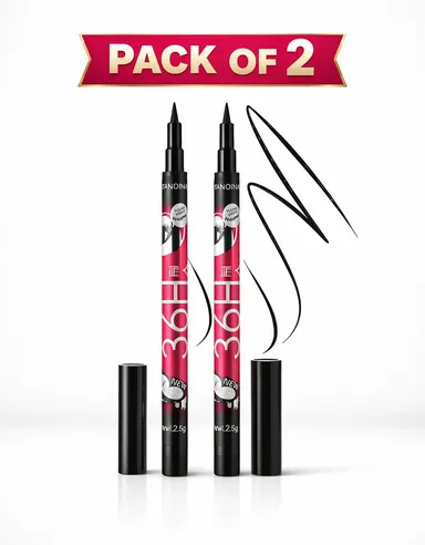 36H Long-Lasting Waterproof Precision Liquid Eyeliner Pen | Pack of 2, Quick-Drying Smudge-Proof Eye Makeup thumbnail 4