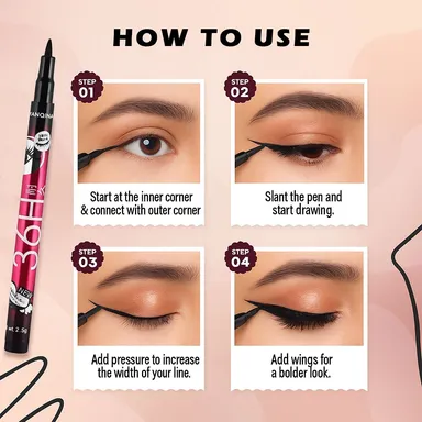 36H Waterproof Long-Lasting Precise Felt Tip Liquid Eyeliner Pen |Smudge Proof Quick Dry Eye Liner for Perfect Eye Makeup thumbnail 1
