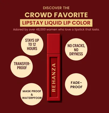 REHANZA Luxury Matte & High-Shine Liquid Lipstick Duo | Long-Wear, Highly Pigmented, Smudge-Proof, Hydrating Lip Color Set for Bold & Statement-Making Lips thumbnail 4