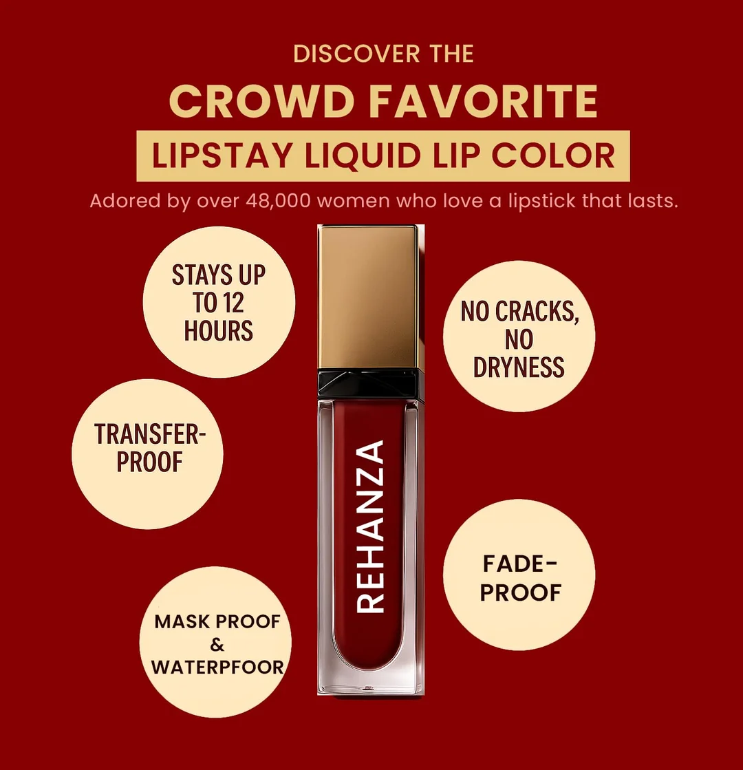 REHANZA Ultimate Matte 12-Hour Power Liquid Lipstick|The Precision Classic Red Edition image 3