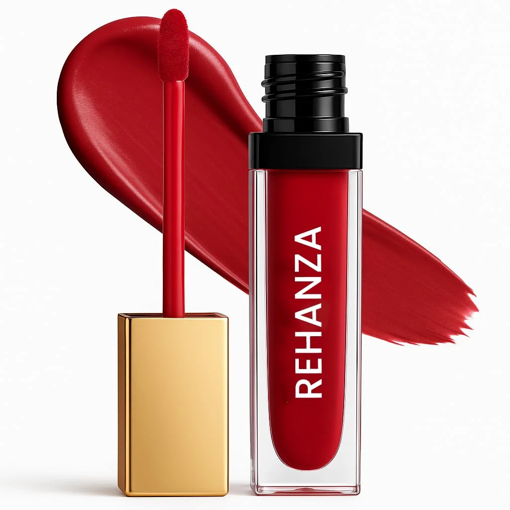 REHANZA Ultimate Matte 12-Hour Power Liquid Lipstick|The Precision Classic Red Edition image 1