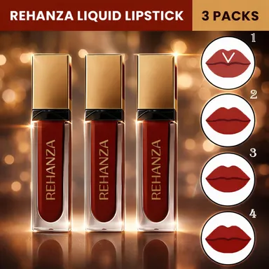 REHANZA Long-Lasting Matte Liquid Lipstick |Waterproof & Transfer-Proof, 12H Wear, Precision Applicator, Classic Red (Set of 3, 6ml each) thumbnail 4