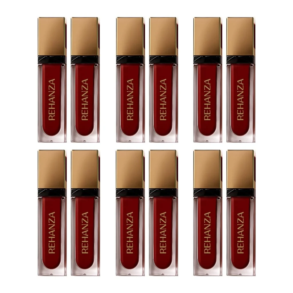 REHANZA Professional Grade 12-Hour Long-Wear Matte Liquid Lipstick | Transfer-Proof, Waterproof High-Pigment Formula with Precision Applicator – Classic Red Shade, 6ml (Bulk Pack of 12 Units) image 1