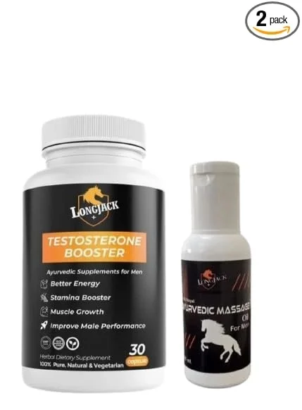 LongJack+ Herbal & Stamina Booster | Energy Booster 30 Capsules And 50Ml Ayurvedic Massage Oil For Men | Combo Offer image 1