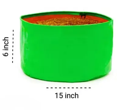 JIRSTAME 12x12 inch Pack of 5 & 15x6 inch Pack of 5 HDPE Grow Bags – Heavy Duty Reusable Planter Bags for Terrace, Balcony & Home Vegetable Gardening thumbnail 2