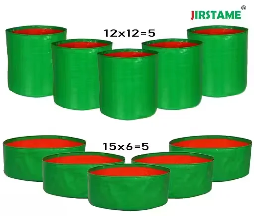 JIRSTAME 12x12 inch Pack of 5 & 15x6 inch Pack of 5 HDPE Grow Bags – Heavy Duty Reusable Planter Bags for Terrace, Balcony & Home Vegetable Gardening image 1