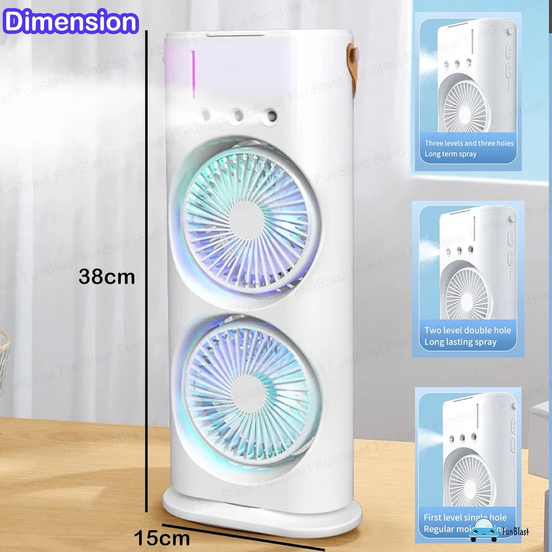FunBlast Portable Double-Ended Mist Spray Fan | USB Rechargeable Mini Desktop Table Cooler| Travel Desk Fan with Water Mist, Office & Personal Cooling Fan image 2