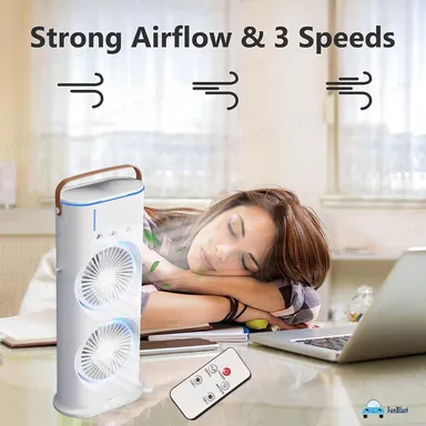 FunBlast Portable Double-Ended Mist Spray Fan | USB Rechargeable Mini Desktop Table Cooler| Travel Desk Fan with Water Mist, Office & Personal Cooling Fan thumbnail 3