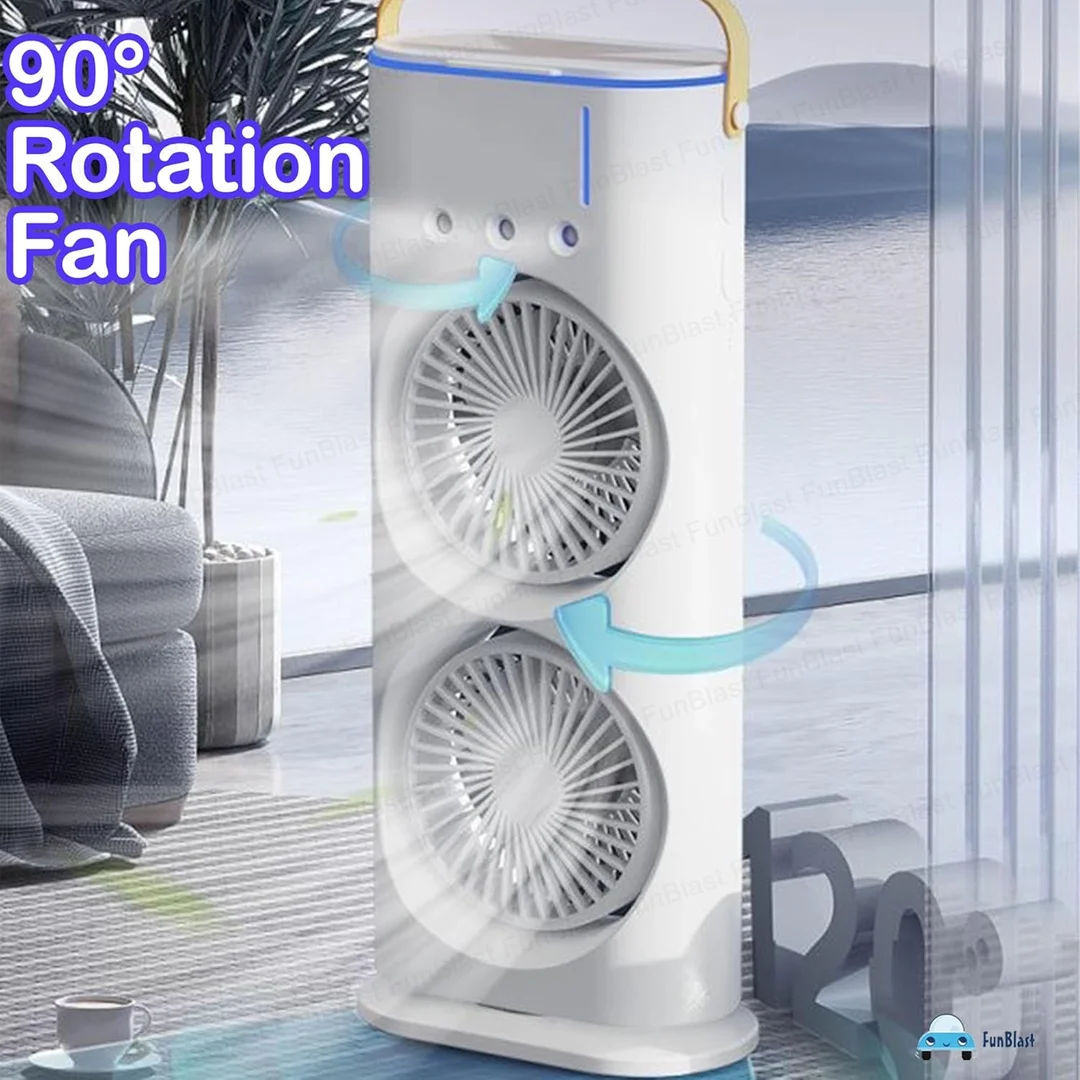 FunBlast Portable Double-Ended Mist Spray Fan | USB Rechargeable Mini Desktop Table Cooler| Travel Desk Fan with Water Mist, Office & Personal Cooling Fan image 7
