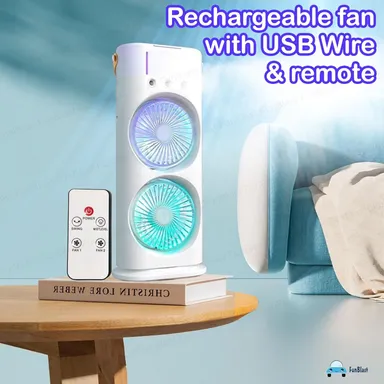 FunBlast Portable Double-Ended Mist Spray Fan | USB Rechargeable Mini Desktop Table Cooler| Travel Desk Fan with Water Mist, Office & Personal Cooling Fan thumbnail 5