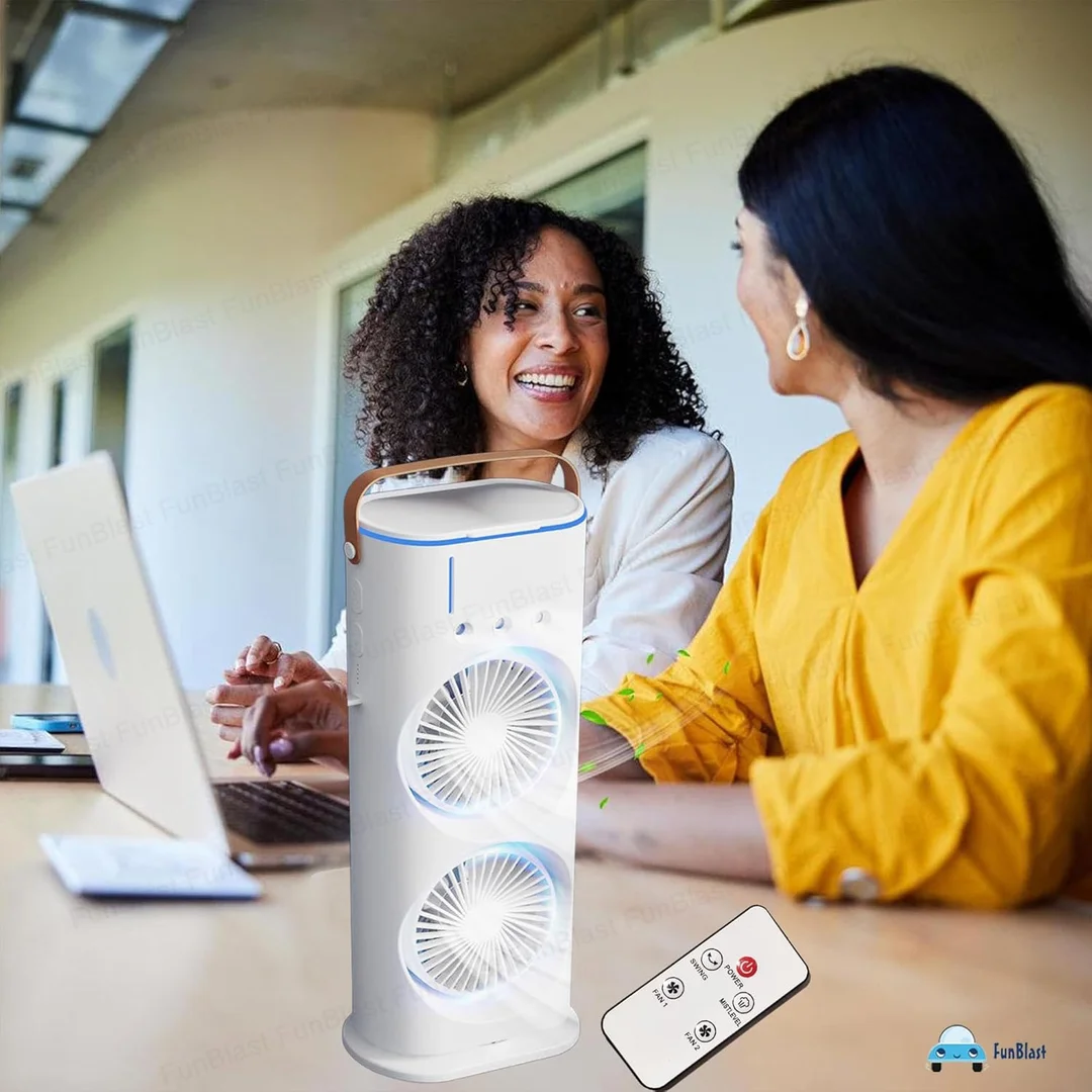 FunBlast Portable Double-Ended Mist Spray Fan | USB Rechargeable Mini Desktop Table Cooler| Travel Desk Fan with Water Mist, Office & Personal Cooling Fan image 9