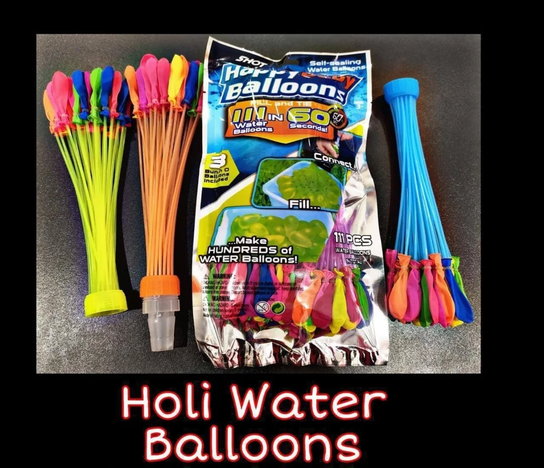 Self Sealing Holi Water Balloons 111 Pcs Quick Fill Balloon Bunch with Hose Connector for Holi Party Games Kids Outdoor Summer Water Fight Colour Balloons Pack Self Sealing Holi Water Balloons 111 Pcs Quick Fill Balloon Bunch with Hose Connector for Holi image 1