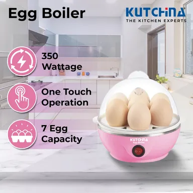 Kutchina Pink Egg Boiler | 7 Egg Electric Egg Cooker| Multifunctional Omelette Maker & Egg Poacher with Temperature Control thumbnail 1