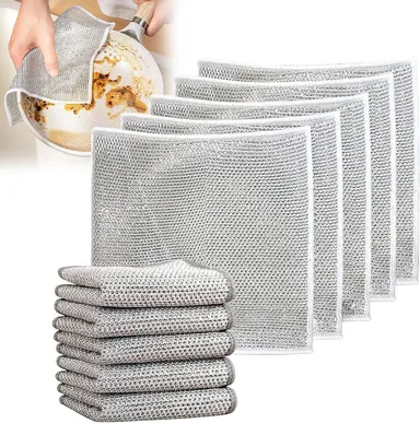 Stainless Steel Mesh Dishcloth Heavy Duty Non Scratch Wire Cleaning Cloth 7.87 Inch Reusable Metal Scrubber Dish Washing Cloth for Kitchen Pots Pans Sink Utensils Pack of 2 thumbnail 1