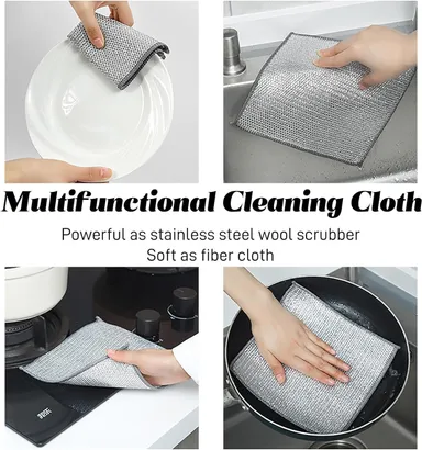 Stainless Steel Mesh Dishcloth Heavy Duty Non Scratch Wire Cleaning Cloth 7.87 Inch Reusable Metal Scrubber Dish Washing Cloth for Kitchen Pots Pans Sink Utensils Pack of 2 thumbnail 3