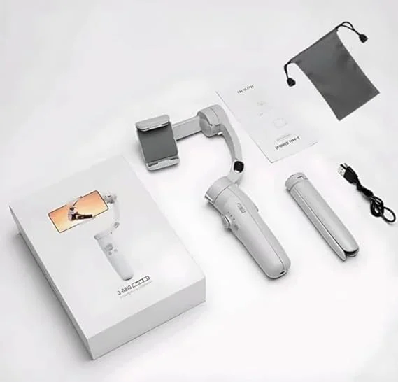 M1 3 Axis Smartphone Stabilizer Gimbal Foldable Portable Handheld Mobile Gimbal Stabilizer for Video Recording Vlogging YouTube Reels TikTok Live Streaming White image 2
