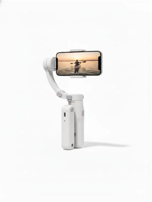 M1 3 Axis Smartphone Stabilizer Gimbal Foldable Portable Handheld Mobile Gimbal Stabilizer for Video Recording Vlogging YouTube Reels TikTok Live Streaming White image 1