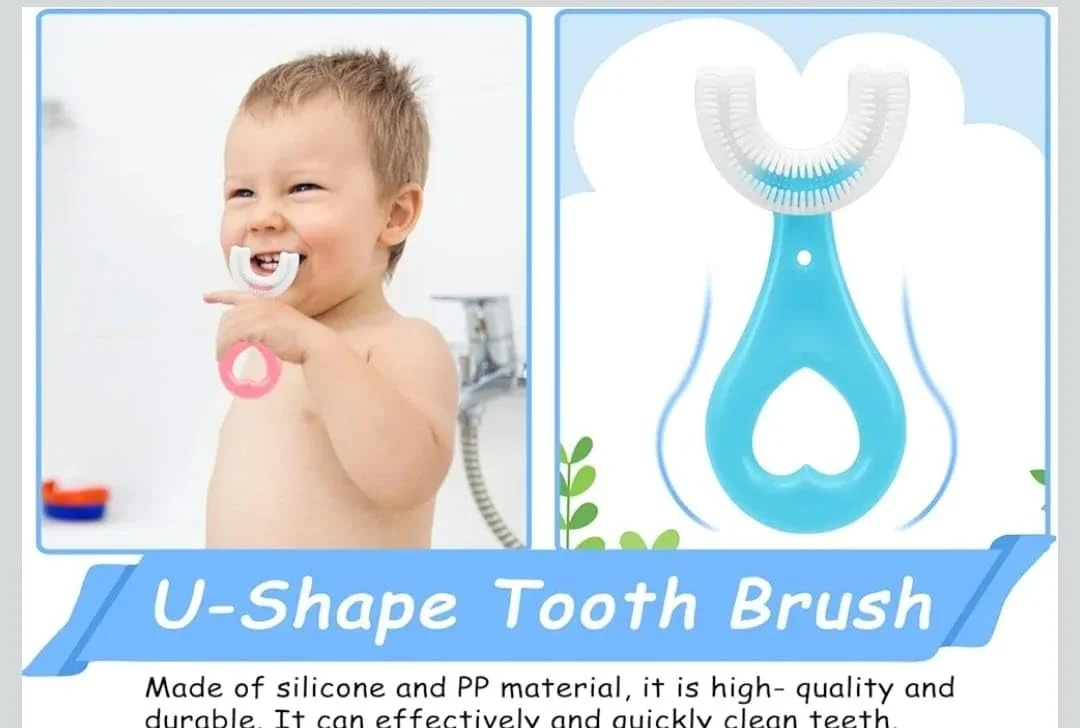 U-Shaped Kids Toothbrush Pack of 2 for Boys & Girls Age 2–6 Years Soft Silicone Brush Head 360 Degree Whole Mouth Cleaning Manual Baby Toothbrush Toddler Oral Care Training Brush U-Shaped Kids Toothbrush Pack of 2 for Boys & Girls Age 2–6 Year image 1