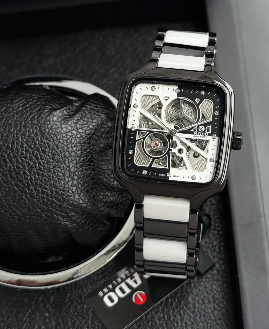 Luxury Skeleton Dial Automatic Mechanical Watch for Men with Stainless Steel Strap Square Case Transparent Movement Designer Wrist Watch for Men Premium Fashion Watch image 3