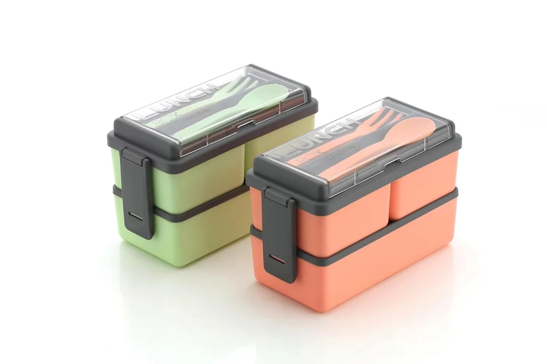 SPECIFY 1.4L Double Decker Plastic Lunch Box with 3 Detachable Containers, 2 Spoons, Airtight BPA Free Food Storage Tiffin Box for Office School Travel Outdoor Leak Resistant Multicolor image 4