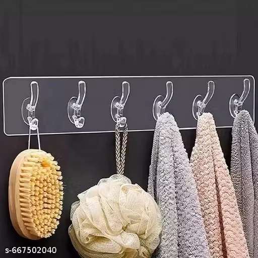 Transparent Self Adhesive Wall Hooks Strip Multipurpose Heavy Duty Sticky Hooks for Home Bathroom Kitchen Door Storage Waterproof Nail Free Plastic Hanging Hook Holder image 3