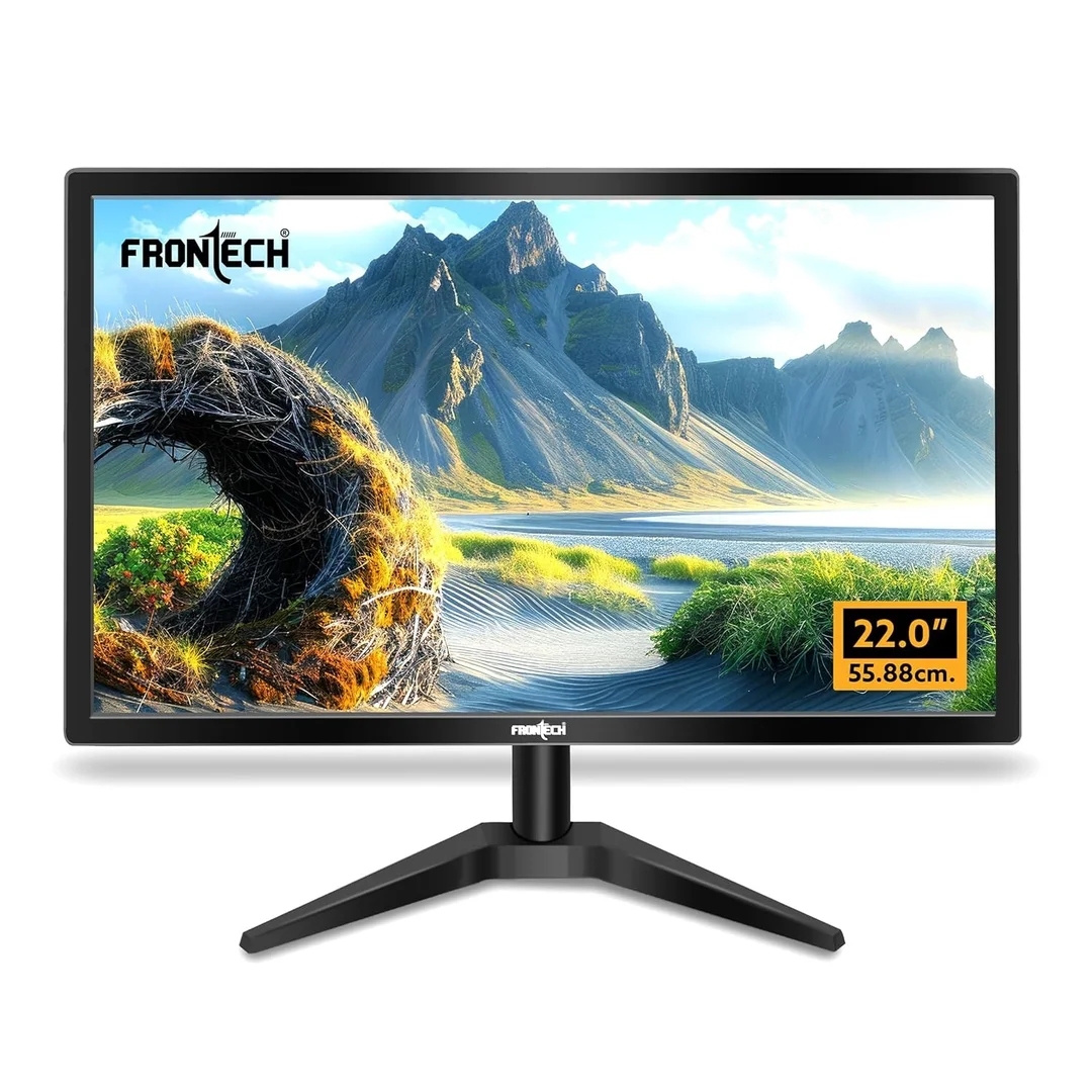 FRONTECH 22-inch, LED, HD 1680x1050, 60Hz, Black, Wall Mountable Slim & Stylish Design, 16.7M Colors, HDMI & VGA Ports, Built-in Power Supply Monitor (MON-0060) image 1