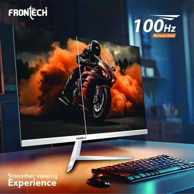 FRONTECH 24 Inch (60.45 Cm) LED Monitor, IPS Panel, 250 Nits, 100Hz, FHD 1920x1080, HDMI, VGA, Slim Bezel Design & Wall Mountable, (MON-0072,White) thumbnail 1