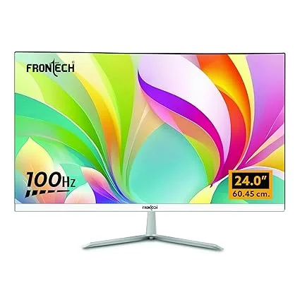 FRONTECH 24 Inch (60.45 Cm) LED Monitor, IPS Panel, 250 Nits, 100Hz, FHD 1920x1080, HDMI, VGA, Slim Bezel Design & Wall Mountable, (MON-0072,White) image 1