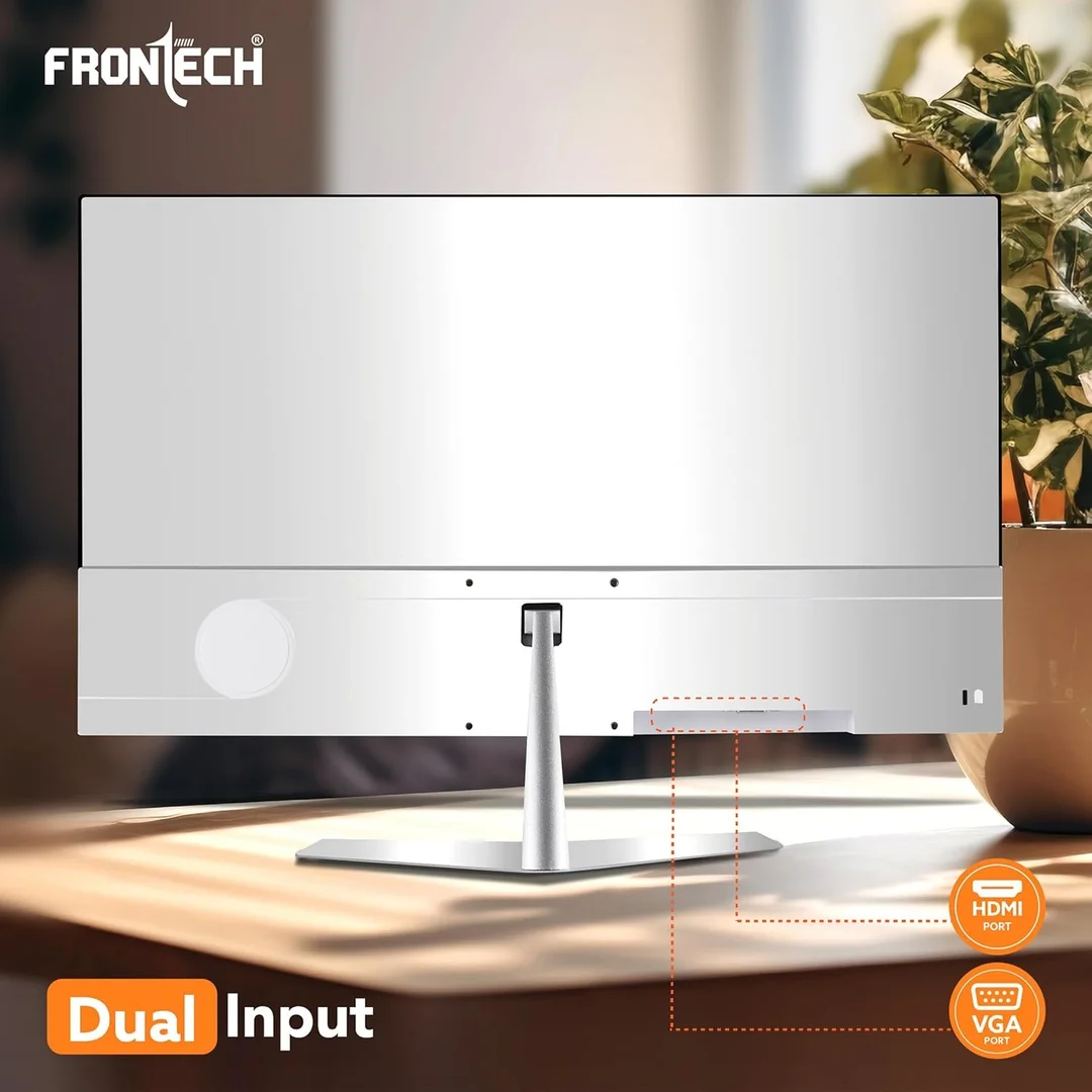 FRONTECH 24 Inch LED Monitor | 60.45 cm Full HD 1920x1080 IPS Panel, 100Hz, 250 Nits Brightness, HDMI VGA Connectivity, Slim Bezel Design, Wall Mountable | MON-0072, White image 3