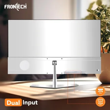 FRONTECH 24 Inch LED Monitor | 60.45 cm Full HD 1920x1080 IPS Panel, 100Hz, 250 Nits Brightness, HDMI VGA Connectivity, Slim Bezel Design, Wall Mountable | MON-0072, White thumbnail 2