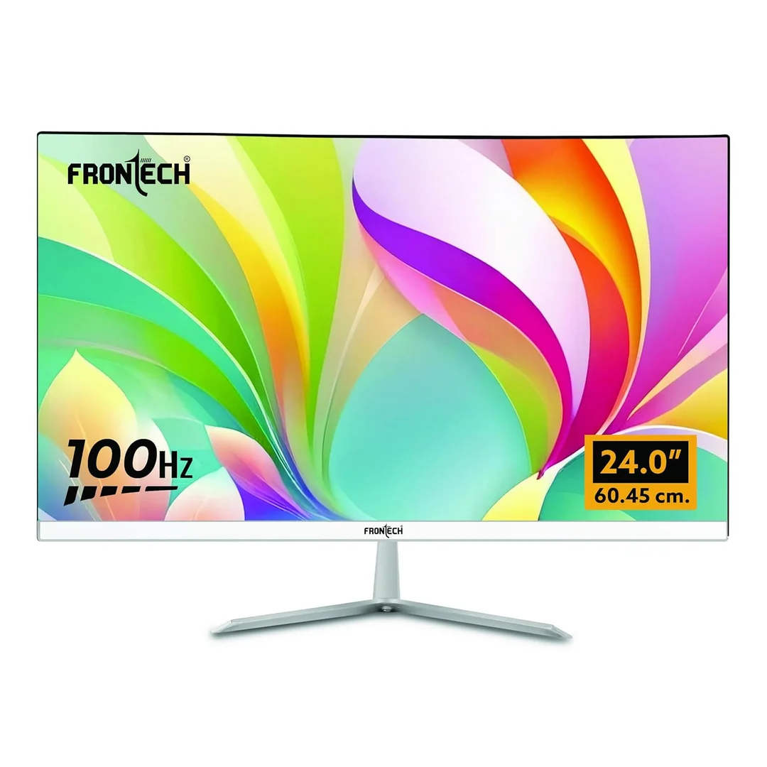 FRONTECH 24 Inch LED Monitor | 60.45 cm Full HD 1920x1080 IPS Panel, 100Hz, 250 Nits Brightness, HDMI VGA Connectivity, Slim Bezel Design, Wall Mountable | MON-0072, White image 1