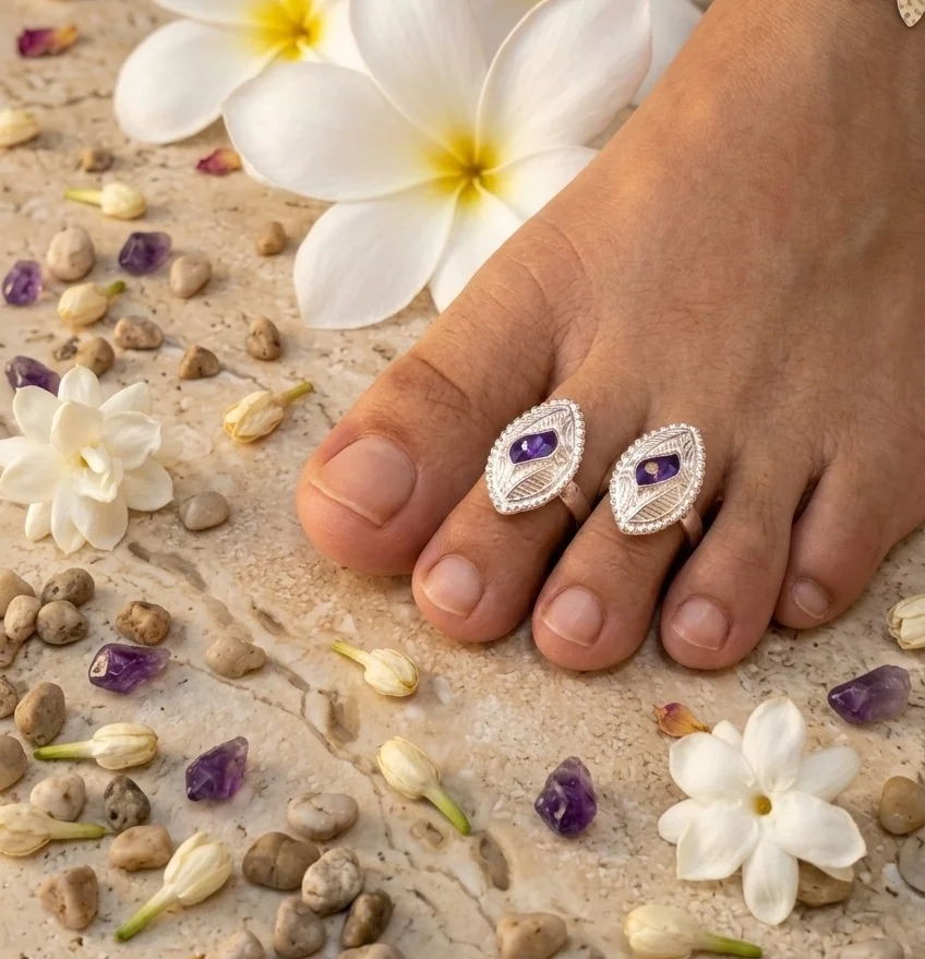 Women|Girls Toe Ring | Artificial Jewellery | Daily Wear Stylish Bichiya | Adjustable Silver Plated Toe Rings | Traditional & Modern Design | 2 Pair |4 Pieces image 1