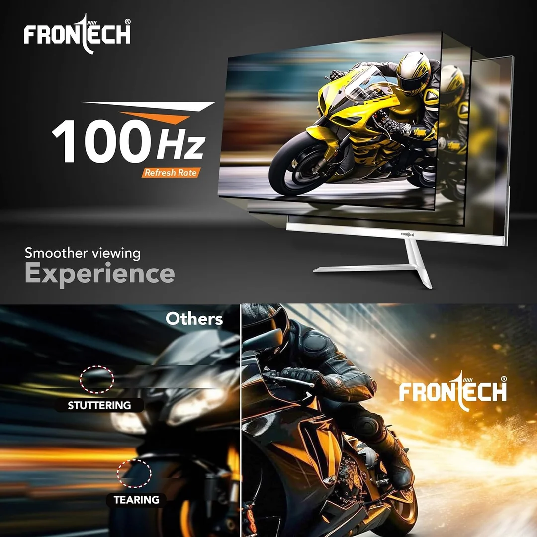 FRONTECH LED Monitor 24 inch (60.4 cm), 250 nits, 100Hz, Full HD 1920x1080, IPS Panel, HDMI, VGA, Built-in Speakers, Ultra Slim Bezel, 3 Years Warranty (MON-0089) image 2