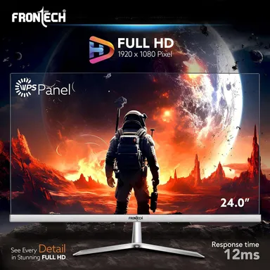 FRONTECH LED Monitor 24 inch (60.4 cm), 250 nits, 100Hz, Full HD 1920x1080, IPS Panel, HDMI, VGA, Built-in Speakers, Ultra Slim Bezel, 3 Years Warranty (MON-0089) thumbnail 2