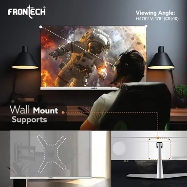 FRONTECH LED Monitor 24 inch (60.4 cm), 250 nits, 100Hz, Full HD 1920x1080, IPS Panel, HDMI, VGA, Built-in Speakers, Ultra Slim Bezel, 3 Years Warranty (MON-0089) thumbnail 3