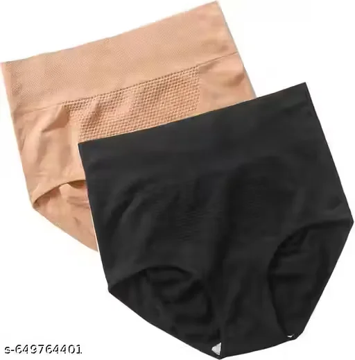 Women and Girls High Waist Tummy Control Seamless Shapewear Panties Nylon Spandex Breathable Slimming Underwear and Cotton Briefs for Gym Yoga or Daily Wear Pack High Waist Tummy Control Seamless Shapewear Panty m image 1